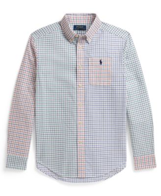 Детская хлопковая рубашка Polo Ralph Lauren Boys' 8-20 Tattersall Cotton Oxford