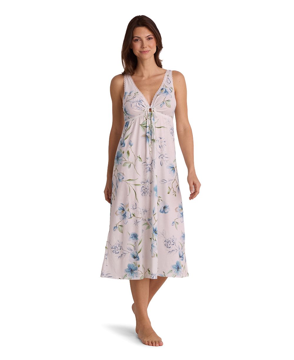 Miss Elaine Women's Sleeveless Printed Long Gown