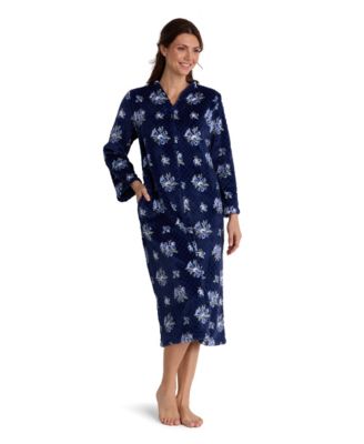 Miss Elaine Women's Zip Front Fleece Diamond-Texture Robe