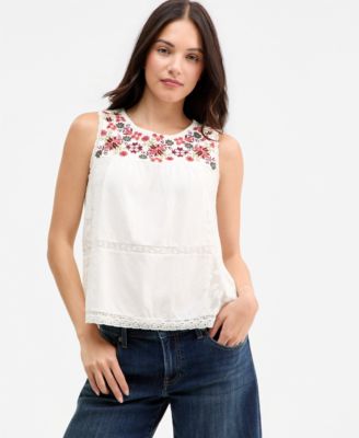 Женский топ Lucky Brand с вышивкой и кружевом