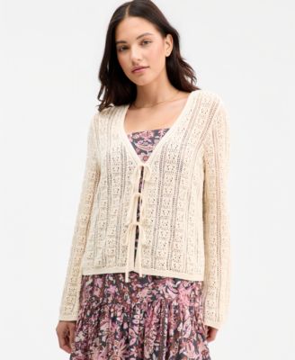 Lucky Brand Женская хлопковая кардиган с завязками