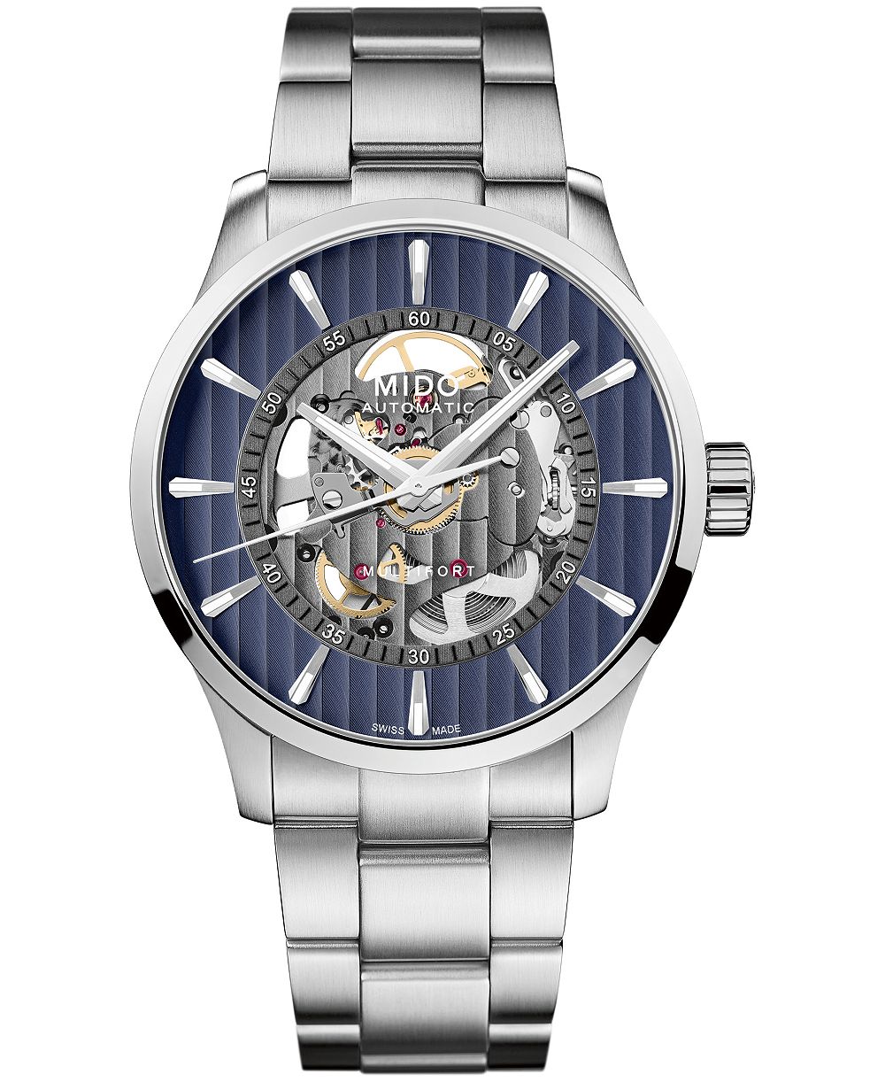 Mido Men's Swiss Automatic Multifort Skeleton Vertigo Stainless Steel Watch 43mm