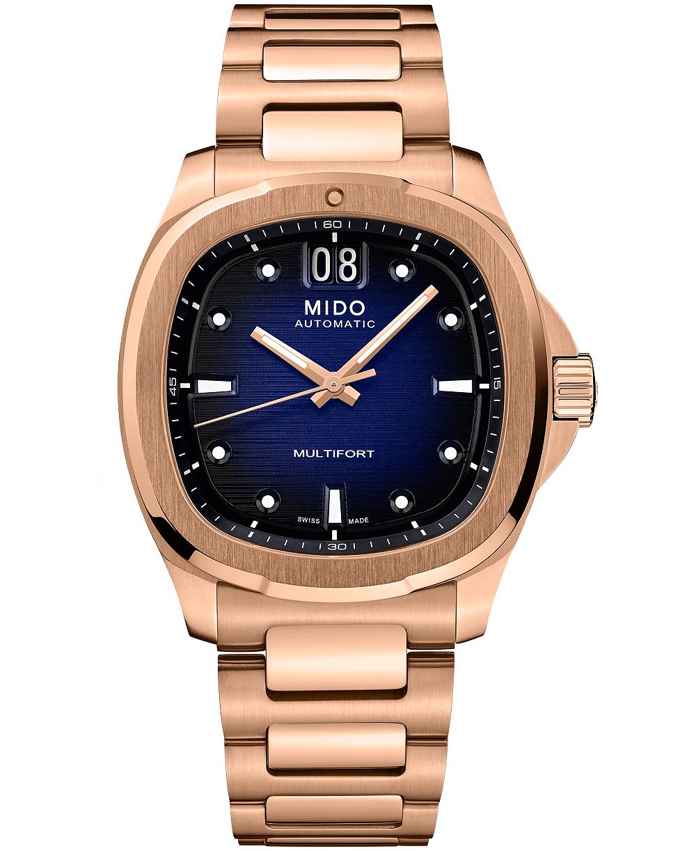 Mido Men's Automatic Multifort TV Big Date Rose-Gold Stainless Steel Bracelet Watch 40mm