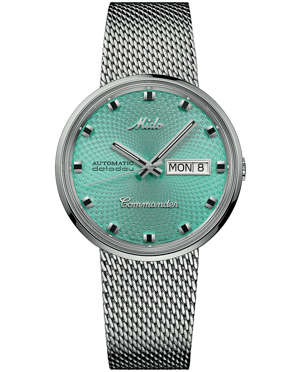Mido Unisex Swiss Automatic Commander 1959 Silver Stainless Steel Milanese Bracelet Watch 37mm