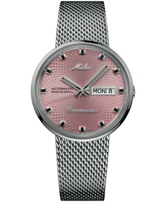 Mido Unisex Swiss Automatic Commander 1959 Day/Date Silver Stainless Steel Milanese Mesh Bracelet Watch 37mm