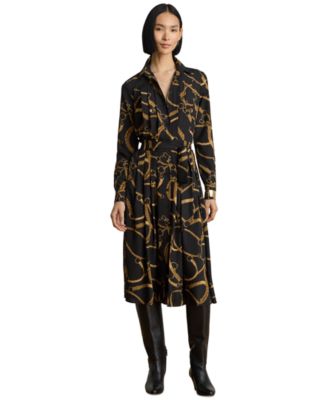 Lauren Ralph Lauren Women's Belting Print Pleated Shirt Dress