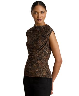 Lauren Ralph Lauren Женский топ с узором пейсли и сборками