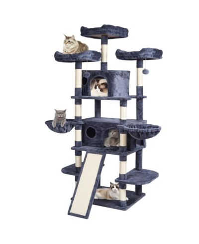 6thdruple Cat Tree for Indoor Cats, Tower with Cat Condos, Top Perches, Hammocks, Scratchers