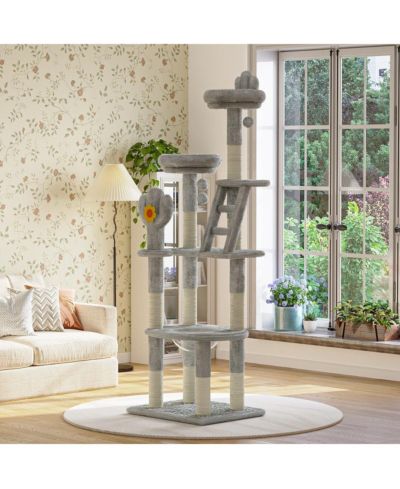 6thdruple Cactus Cat House Tower, 72in Multi-Level Tree with Capsule, Perches and Sisal Posts