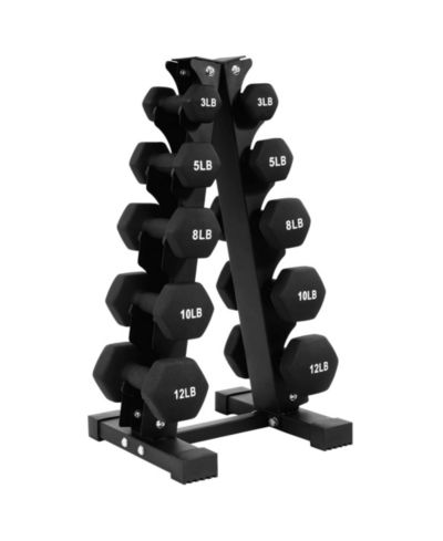 BalanceFrom Fitness набор гантелей весом 76 фунтов в неопреновом покрытии с подставкой