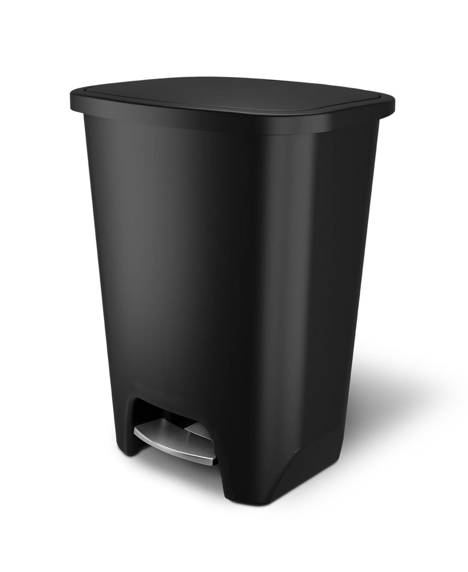 Glad Trash Can with Lid, Stainless Foot Pedal and Garbage Bag Rings, 20 Gal, Black