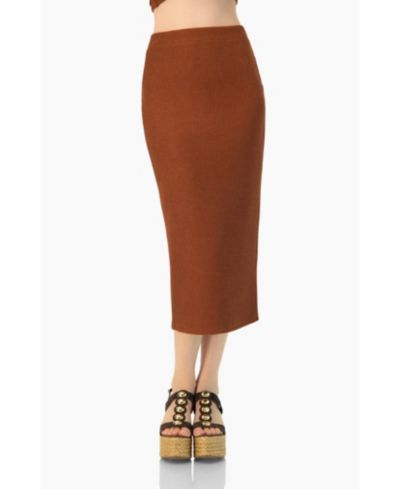 Ivonne Women's Textured Knit Midi Skirt with Back Slit