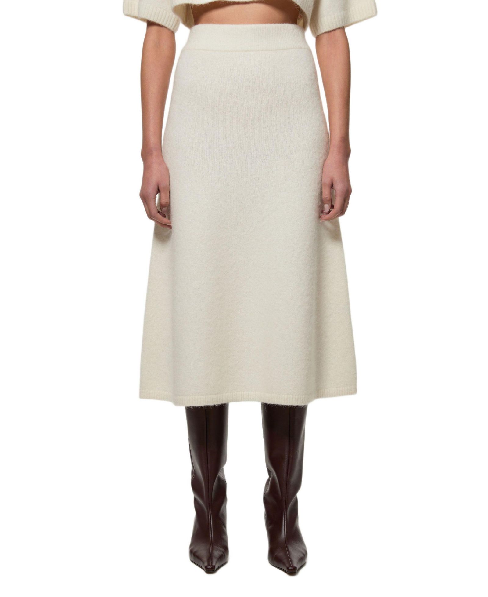 Karen Millen Women's Alpaca Wool Fluffy Full Knit Skirt