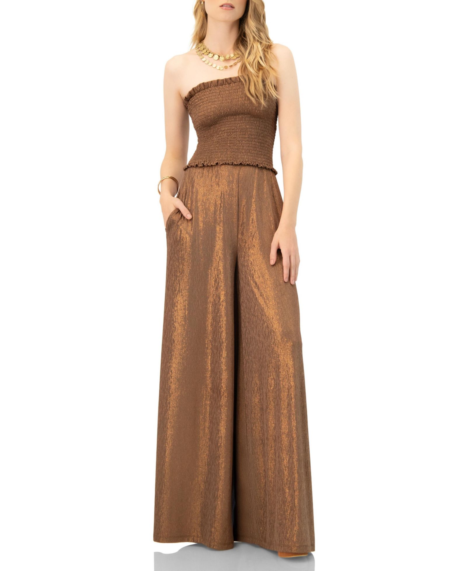 Ivonne Women's Strapless Wide Leg Jumpsuit