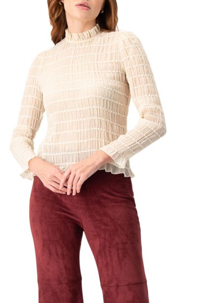 Женская блузка Ivonne Textured Long Sleeve с высоким воротником