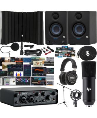 LyxJam Комплект для домашней студии 2x2 USB Audio Interface, 24 bit/96 kHz, конденсаторный микрофон, мониторы, наушники и экран