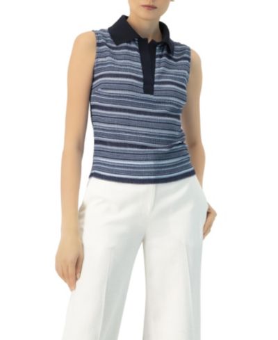 Ivonne Women's Sleeveless Knitted Polo with Collar