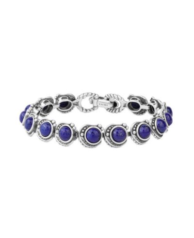 American West Jewelry Браслет Tennis из стерлингового серебра с лаписом и круглым кабошоном
