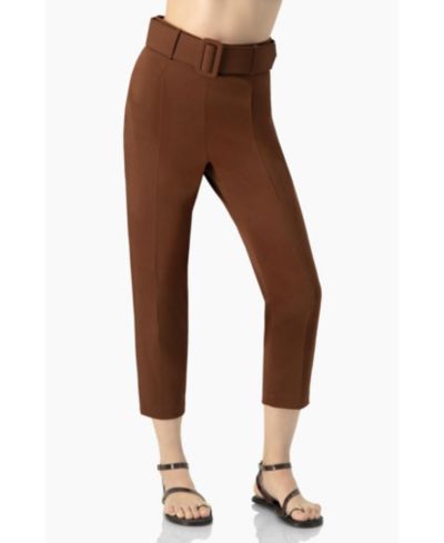 Ivonne Women's Straight-Leg Gabardine Pants with Belt