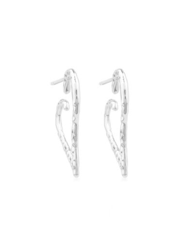 American West Jewelry серьги-кольца с текстурированным сердцем из стерлингового серебра 1 Inch