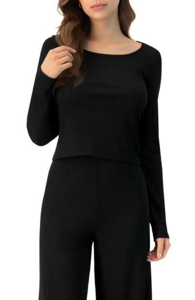 Топ Ivonne Women's Ribbed Long Sleeve Crop Top