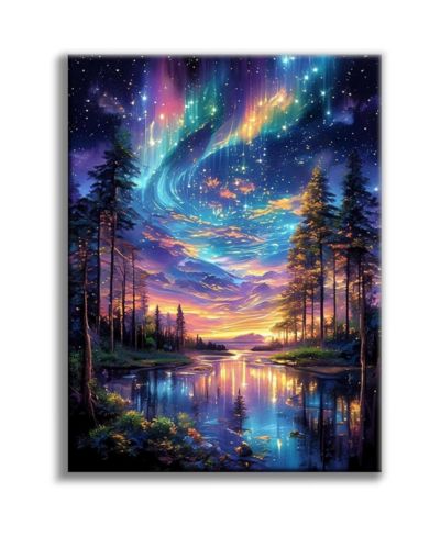 Набор для вышивания крестиком GNUADZ Starry Night, узор Lake Tree, 11CT, для начинающих