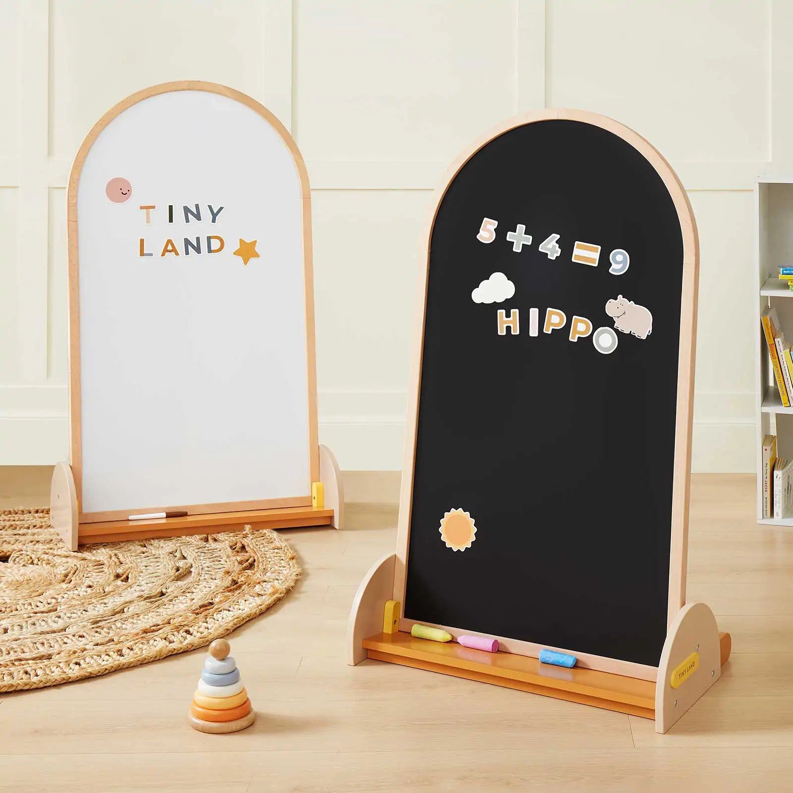 Детский мольберт Tiny Land - большой 22x40.5 inch, двухсторонний магнитный меловой и маркерный