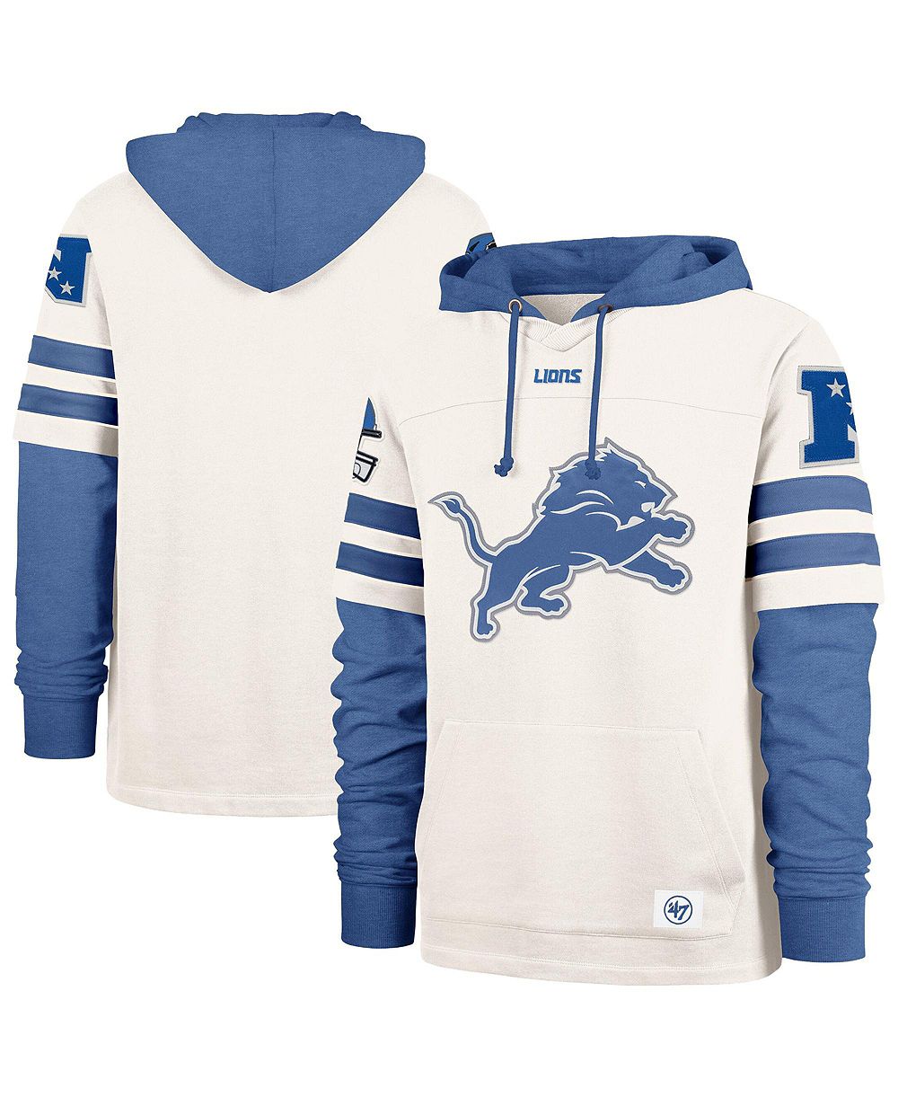 Men's '47 Cream Detroit Lions Split Zone Cornerback Duo Lacer Hoodie