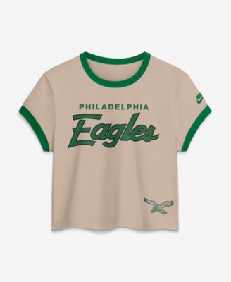 Женская укороченная футболка Nike Cream Philadelphia Eagles Rewind Ringer Mod Cropped