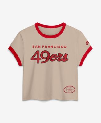 Nike Women's Cream San Francisco 49ers Rewind Ringer Mod Cropped T-Shirt