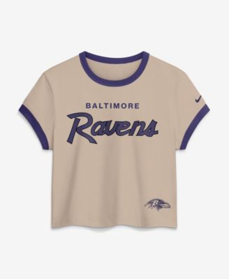 Женская футболка Nike Cream Baltimore Ravens Rewind Ringer Mod Cropped