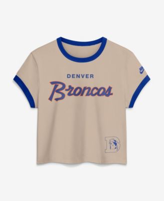 Женская футболка Nike Cream Denver Broncos Rewind Ringer Mod Cropped