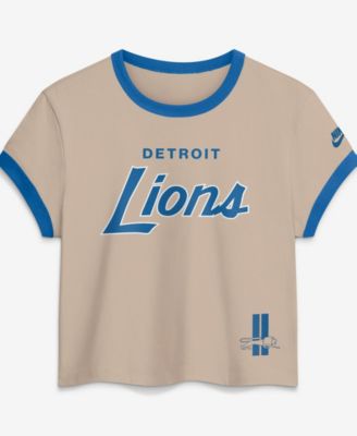 Женская укороченная футболка Nike с круглым вырезом «Detroit Lions Rewind»