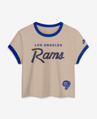 Женская футболка Nike Cream Los Angeles Rams Rewind Ringer Mod Cropped