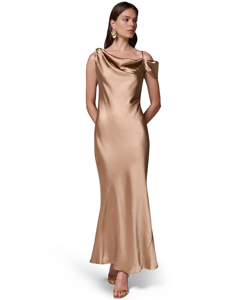 Женское атласное платье Donna Karan New York с асимметричным вырезом
