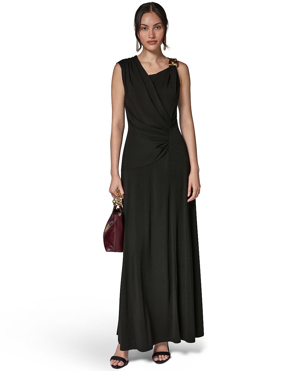 Donna Karan New York Женское вечернее платье без рукавов с асимметричным вырезом