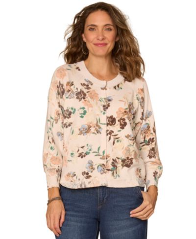 Democracy Petite Printed Round Neck Cardigan кардиган
