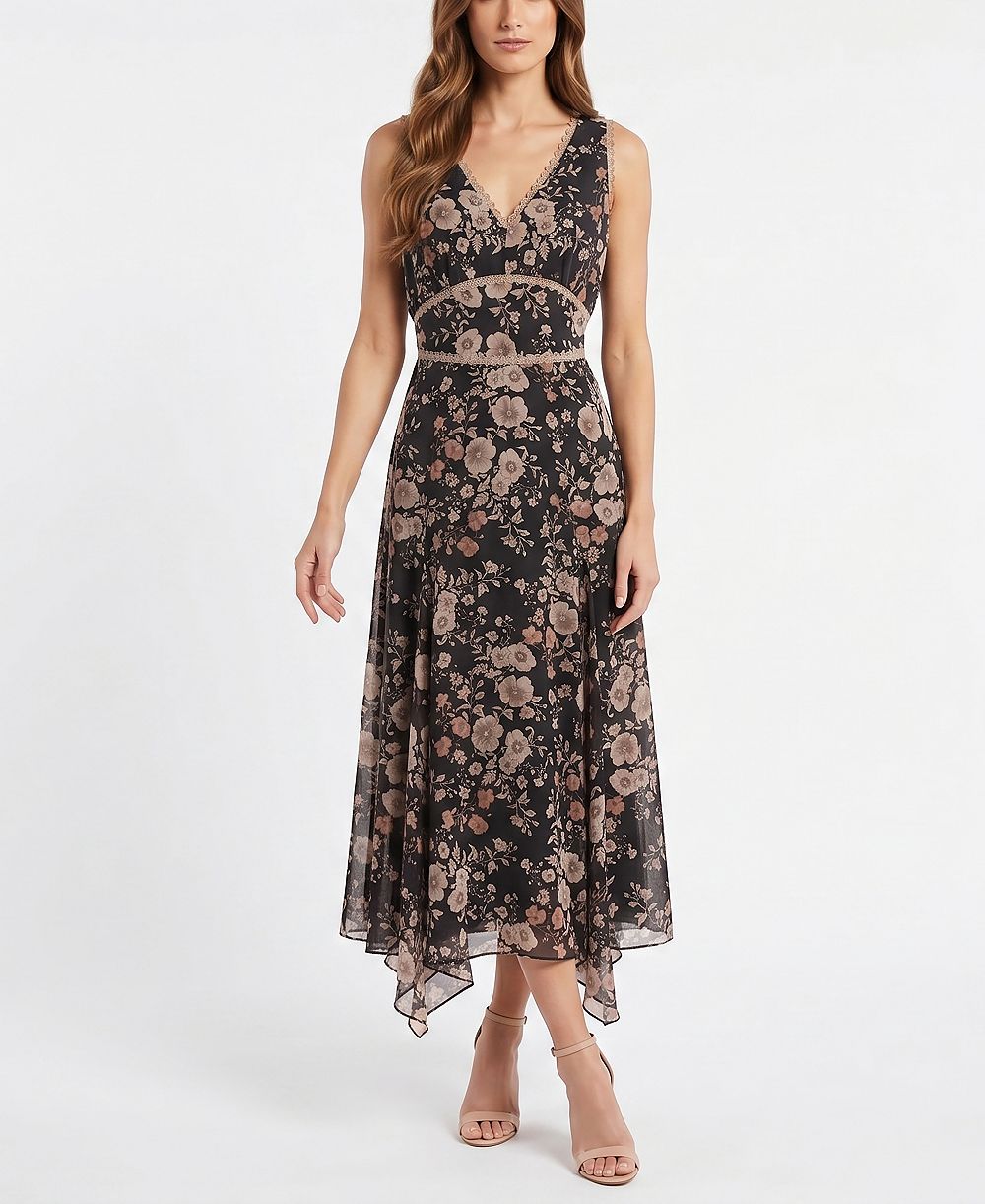 Taylor Women's Handkerchief Hem Floral Dress