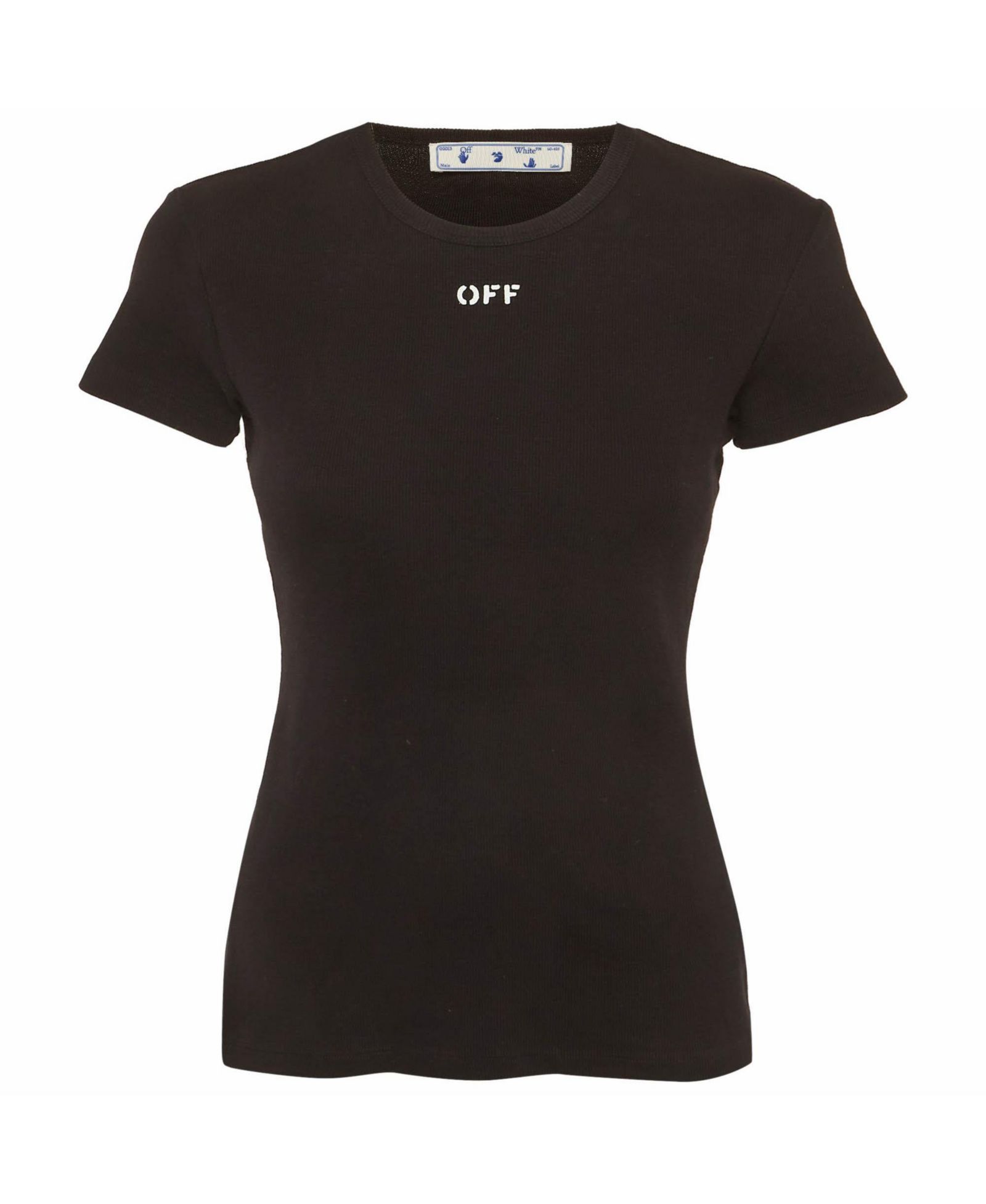 Pre-Owned Off-White Women's Logo Print Rib Knit T-Shirt