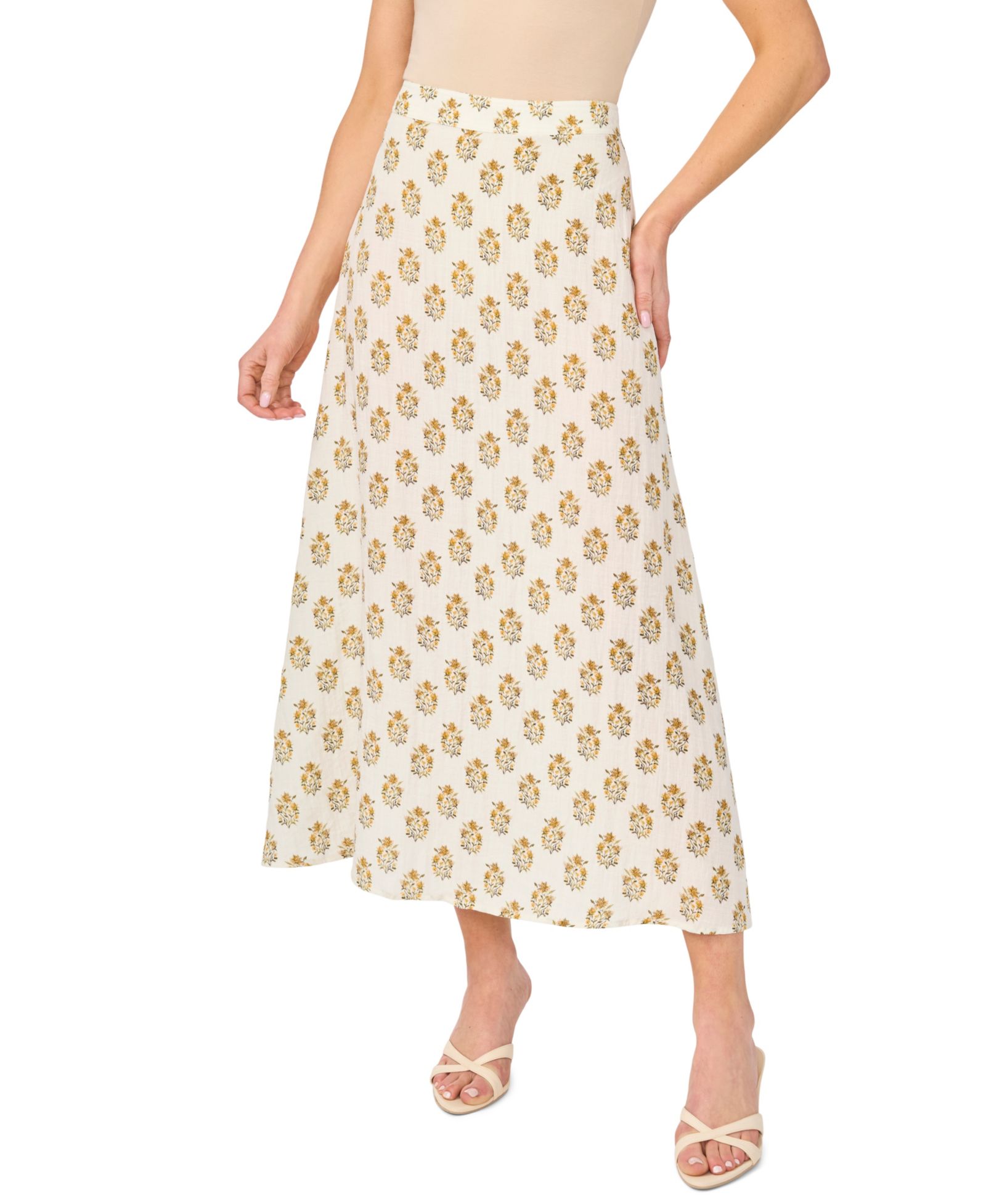 CeCe Women's Printed Zippered A-Line Skirt