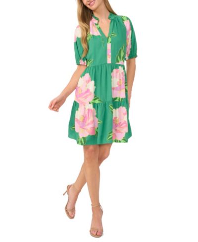 CeCe Women's V-Neck Tiered Babydoll Dress
