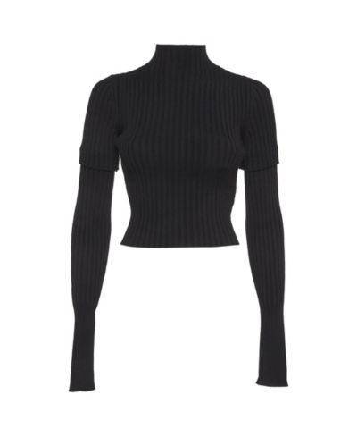 Pre-Owned Balenciaga Women's Rib Knit Cut Up Sleeves Sweater