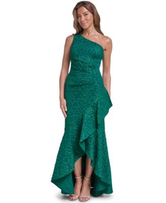 Женское вечернее платье Eliza J One-Shoulder Side-Tuck Ruffle-Hem