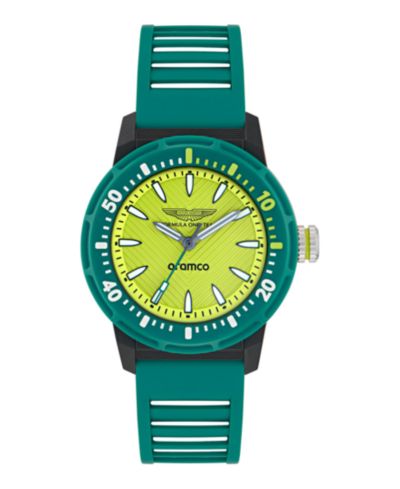 Aston Martin F1 Мужские кварцевые часы PDK 3 Hand Green Silicone 40mm