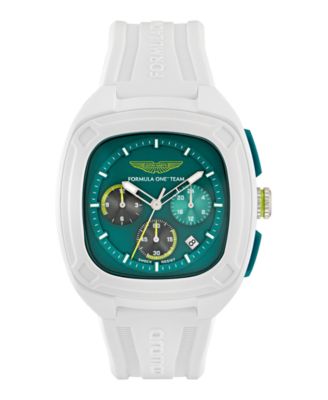 Aston Martin F1 Мужские OVR Chronograph Date Quartz белые силиконовые часы 44mm
