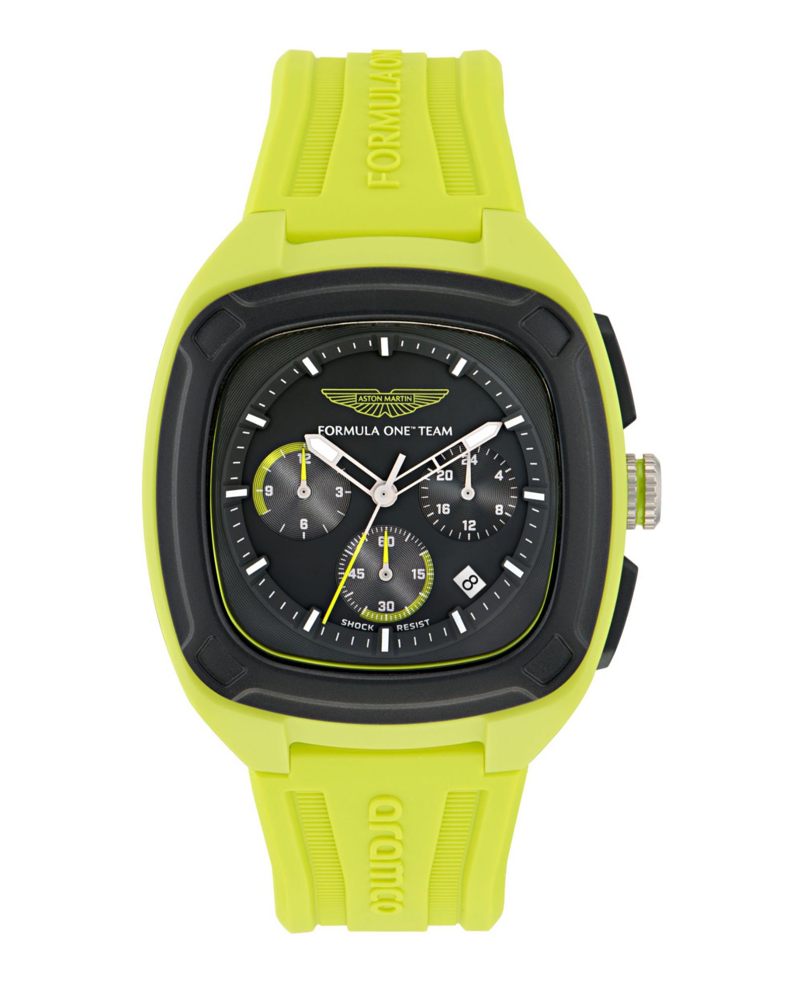 Aston Martin F1 Men's OVR Chronograph Date Quartz Light Green Silicone Watch 44mm