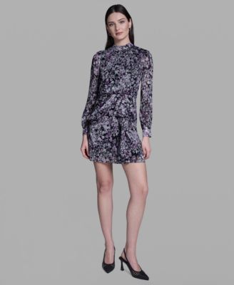BCBG Women's Chiffon Side-Knot Mini Dress