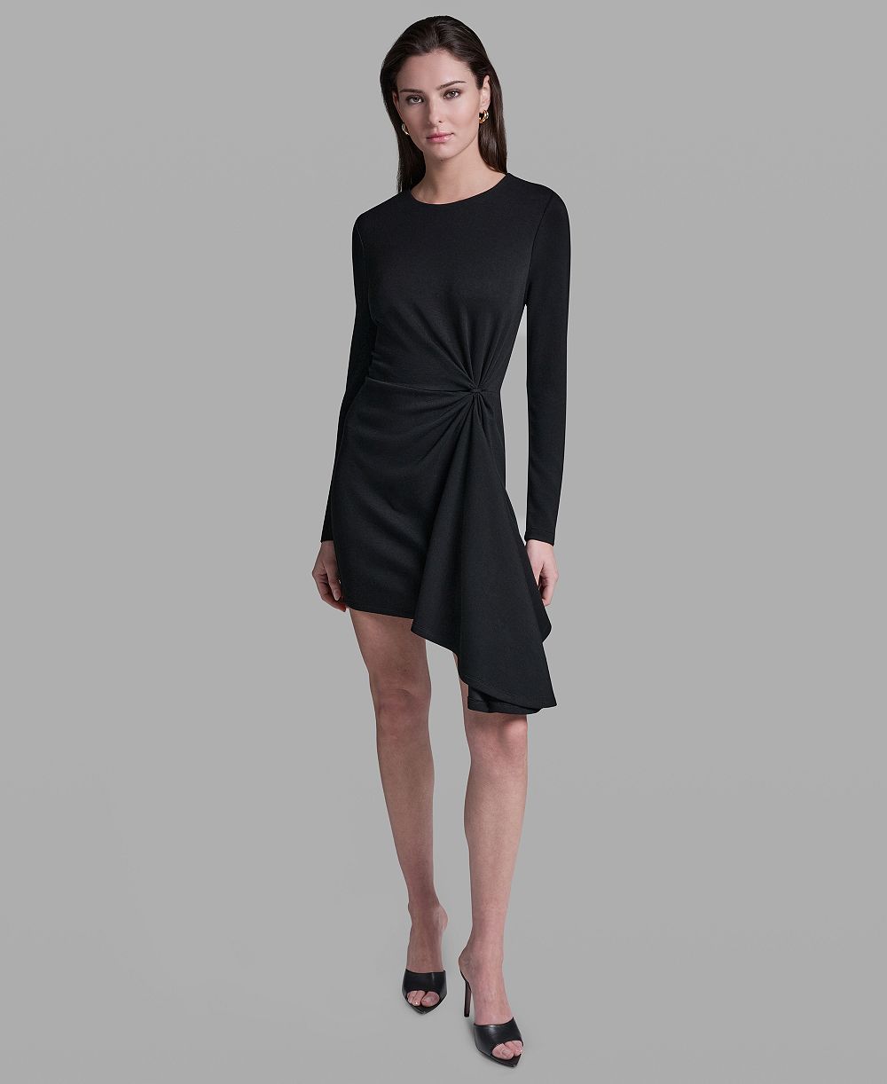 BCBG Женское мини-платье с длинным рукавом, черное