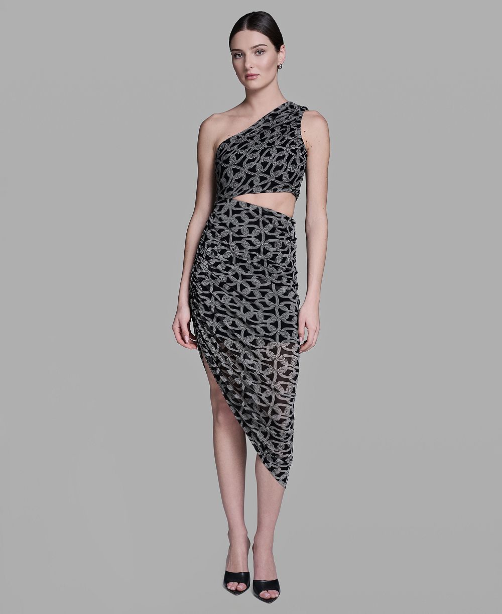 BCBG Women's One-Shoulder Midi Dress