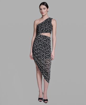 BCBG Women's One-Shoulder Midi Dress